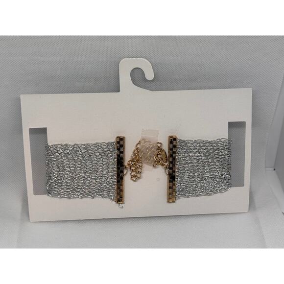 NEW ETTIKA REVOLVE Silver-Tone Link Chain Choker Necklace - Picture 2 of 2